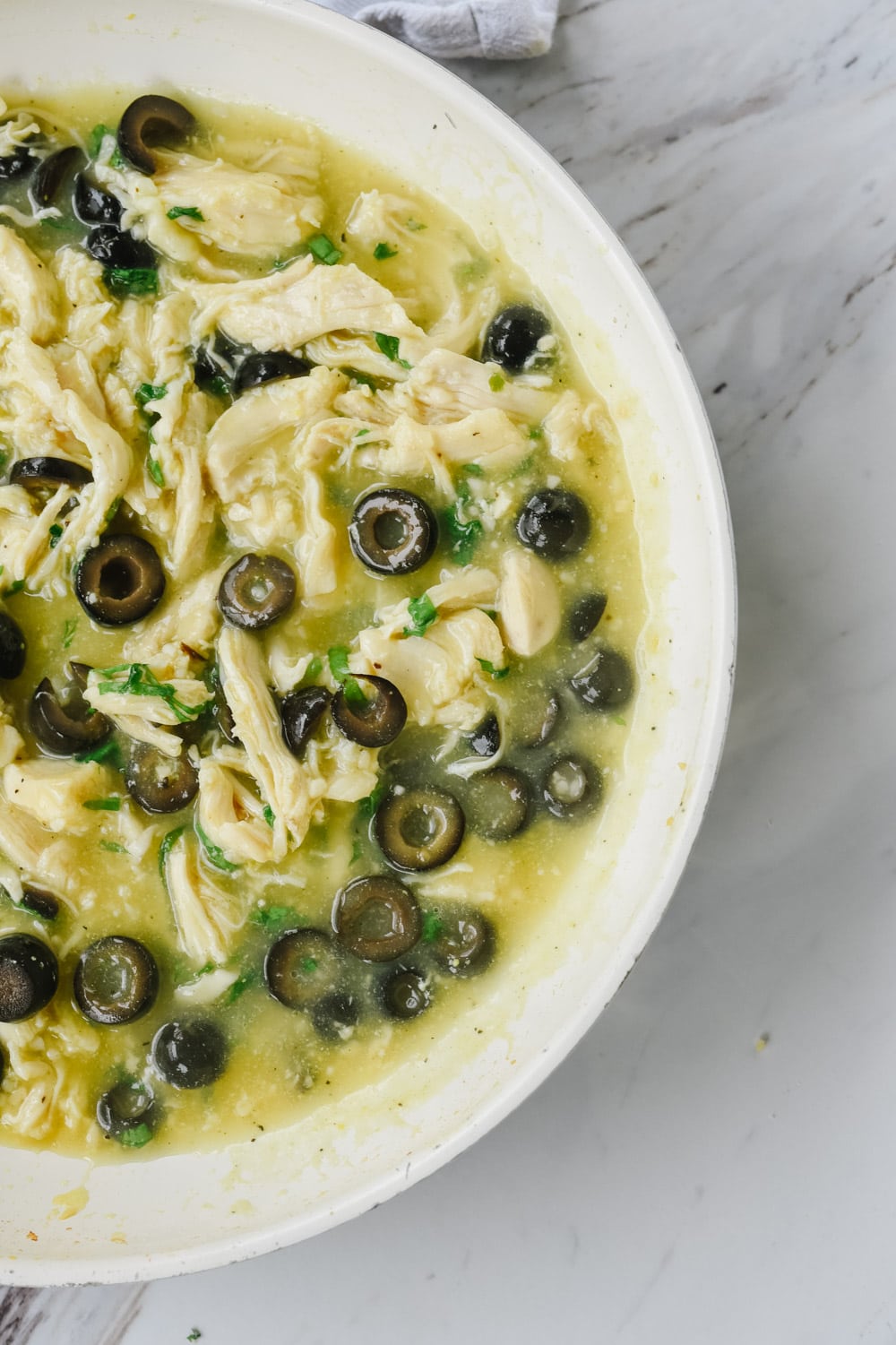 Mediterranean Chicken sauce in a frying pan