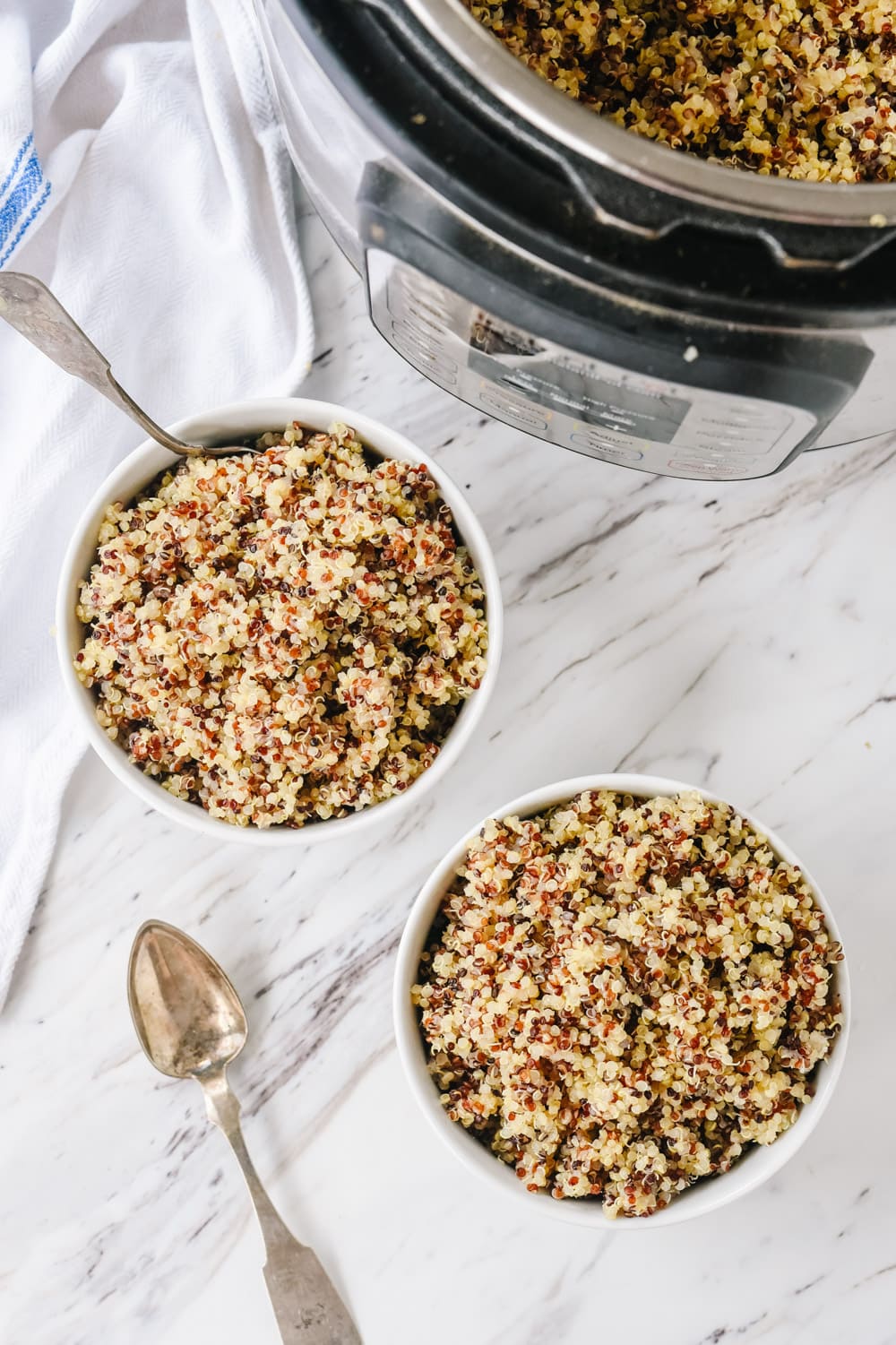 Two bowls of instant pot quinoa