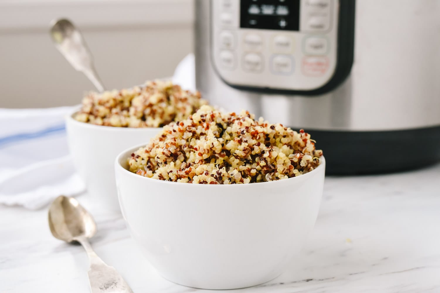 Two bowls of quinoa from instant pot