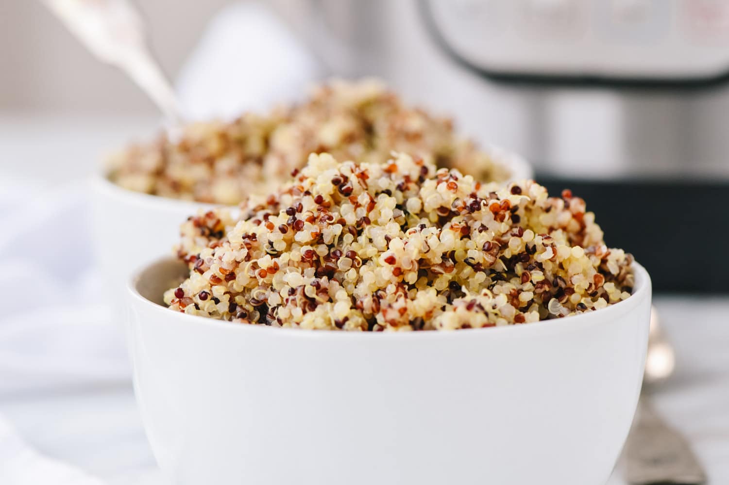 Two bowls of quinoa made in the Instant Pot