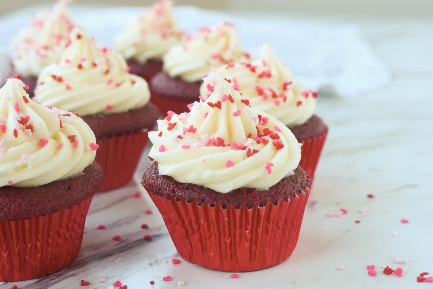 red velvet cupcakes with sprinkles
