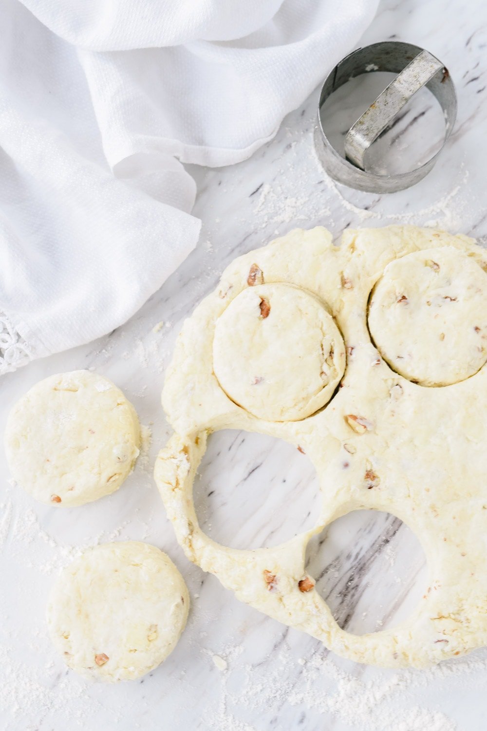 cutting out our cream biscuitw