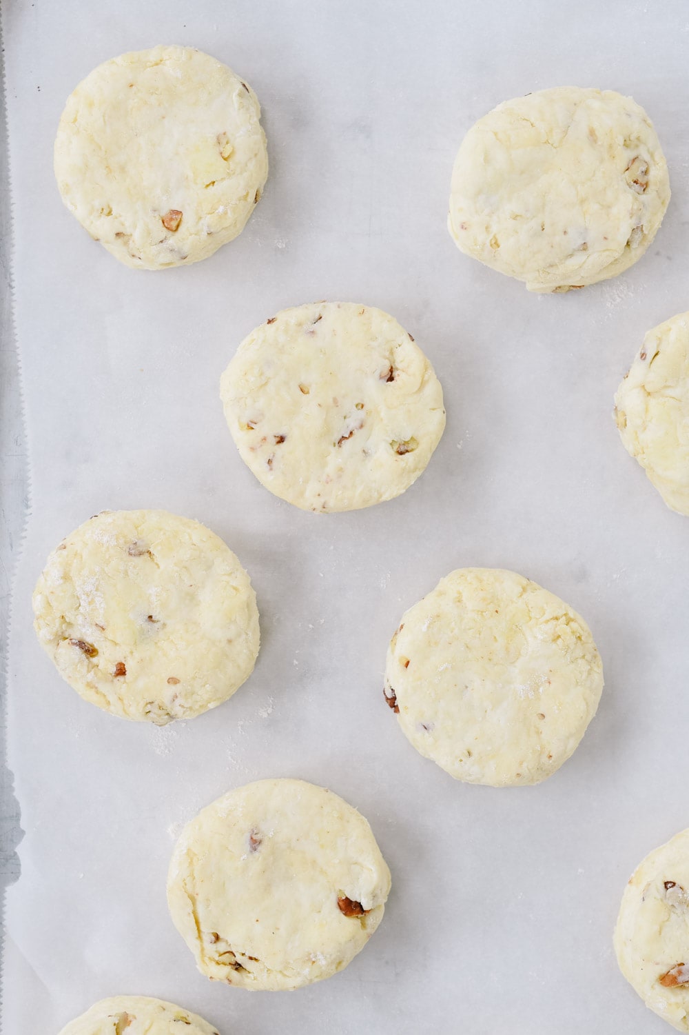 sour cream biscuit dough on baking sheet