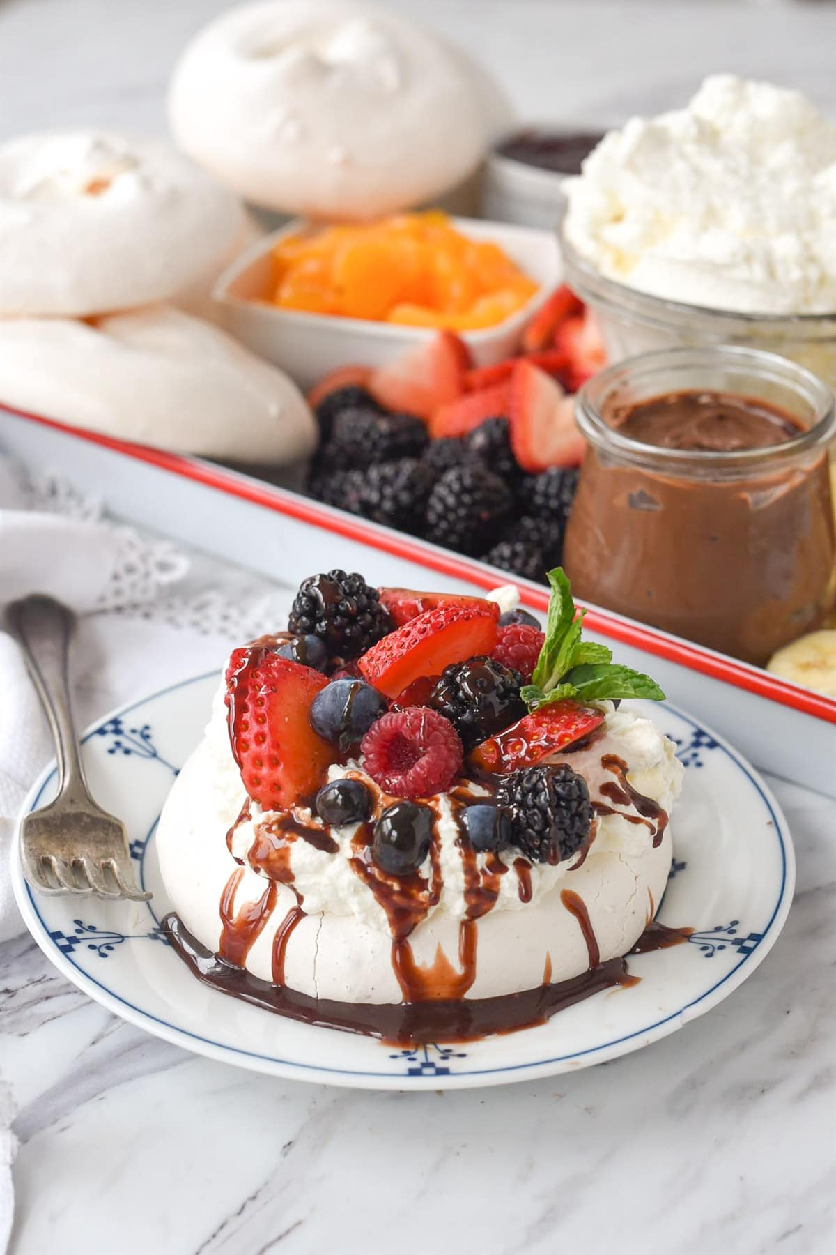 pavlova with a dessert board