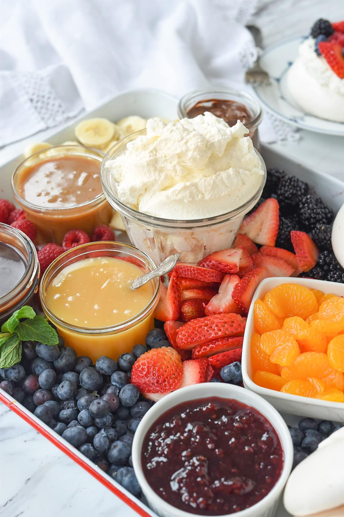 pavlova dessert board toppings
