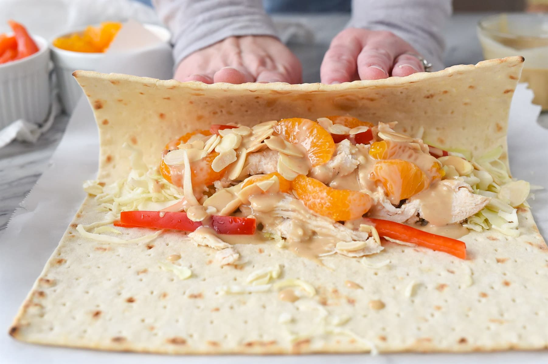 rolling up lavash bread