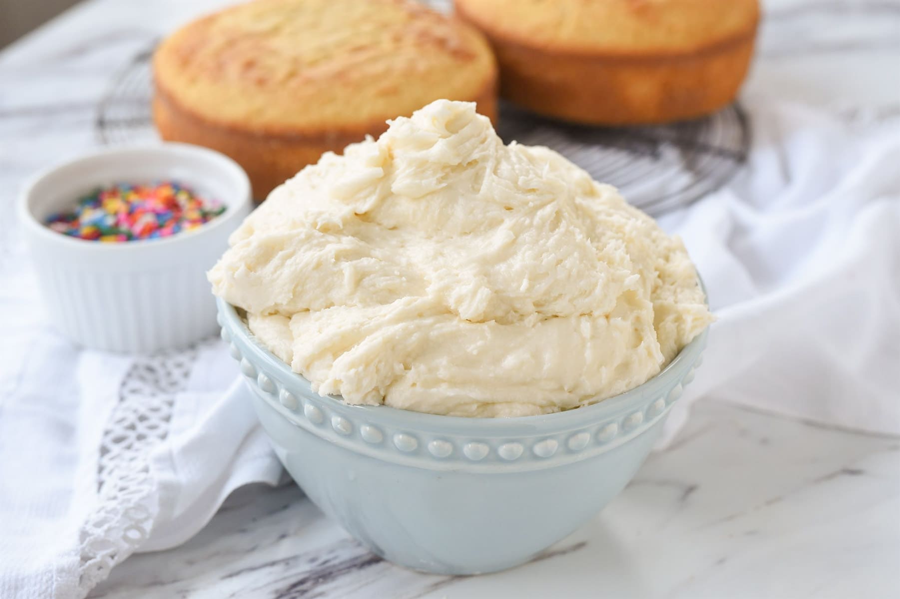 buttercream frosting in a bowl.