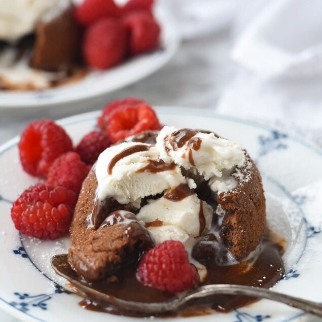 spoonful of chocolate lava cake