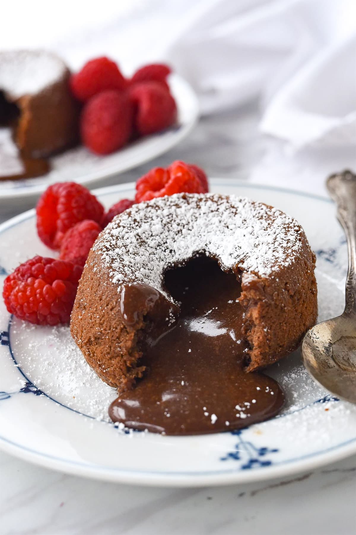 chocolate lava cake with chocolate flowing out