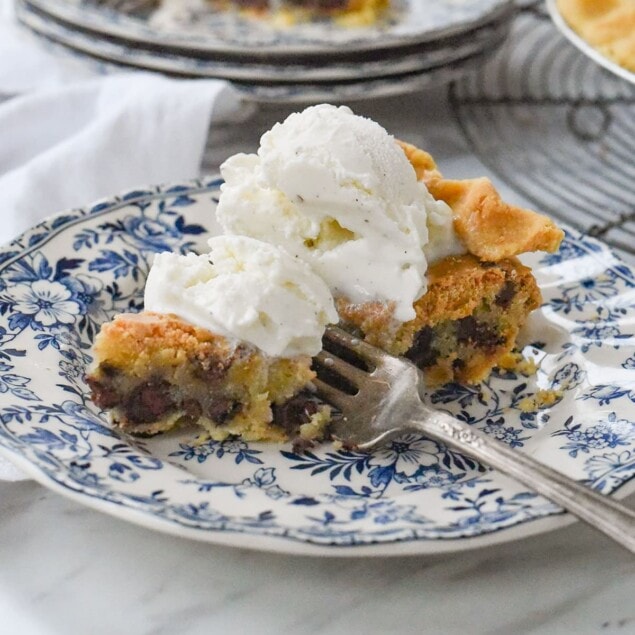 slice of chocolate chip cookie pie