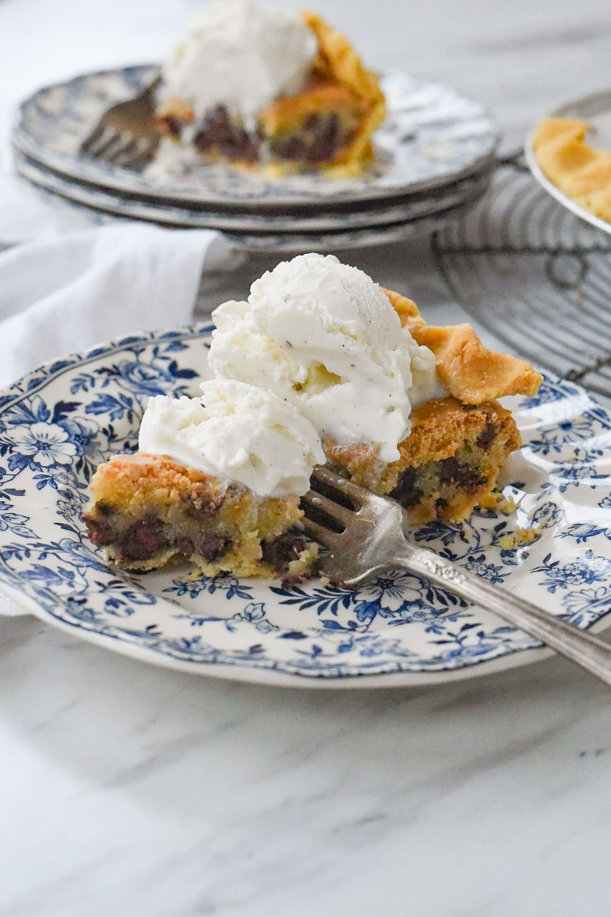 slice of chocolate chip cookie pie