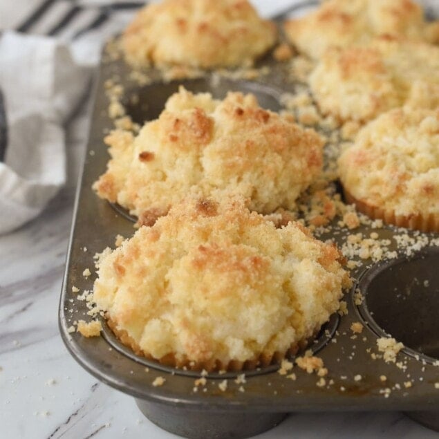 cream cheese muffins in a muffin tin