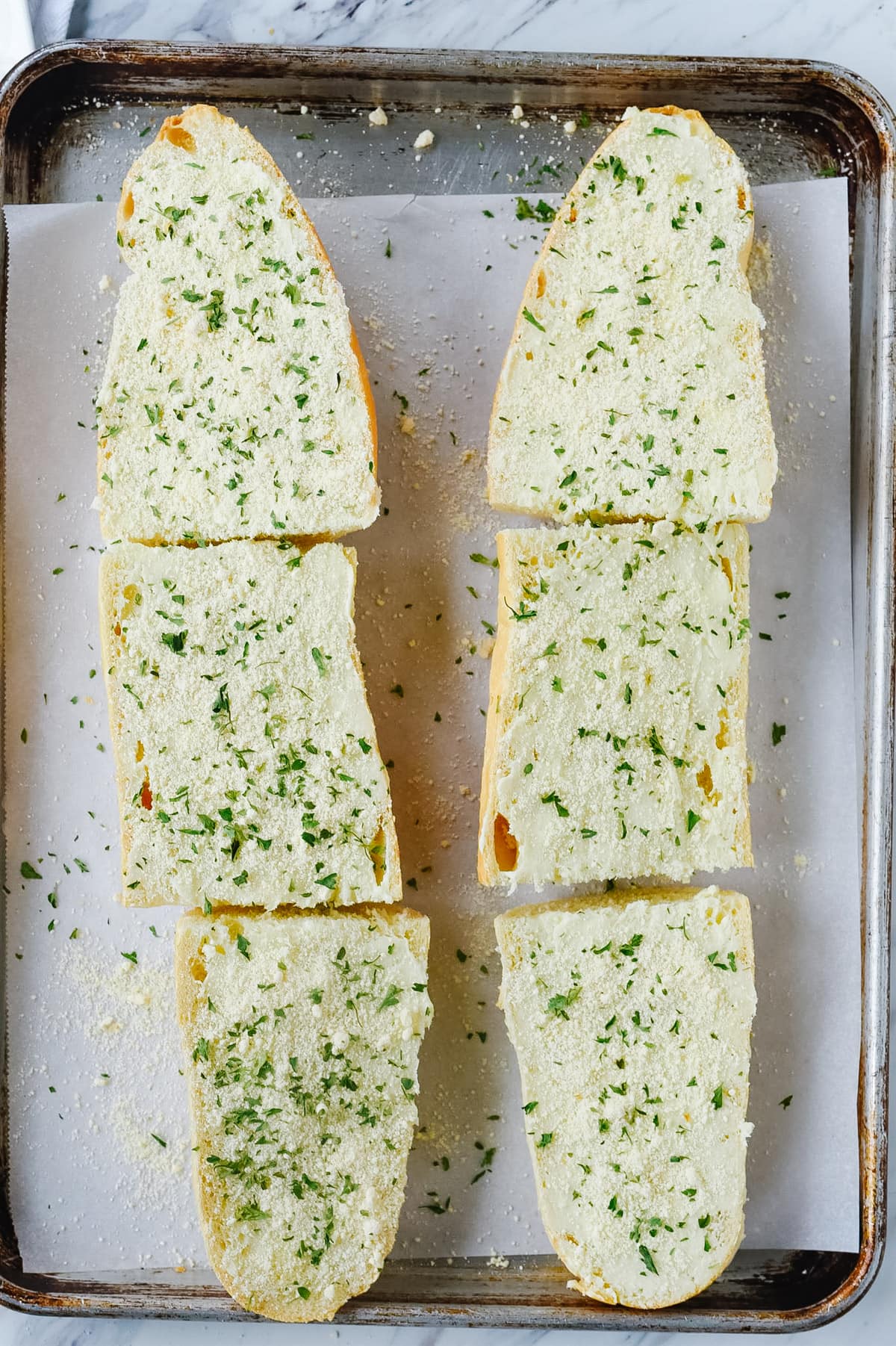 easy garlic bread ready for the oven