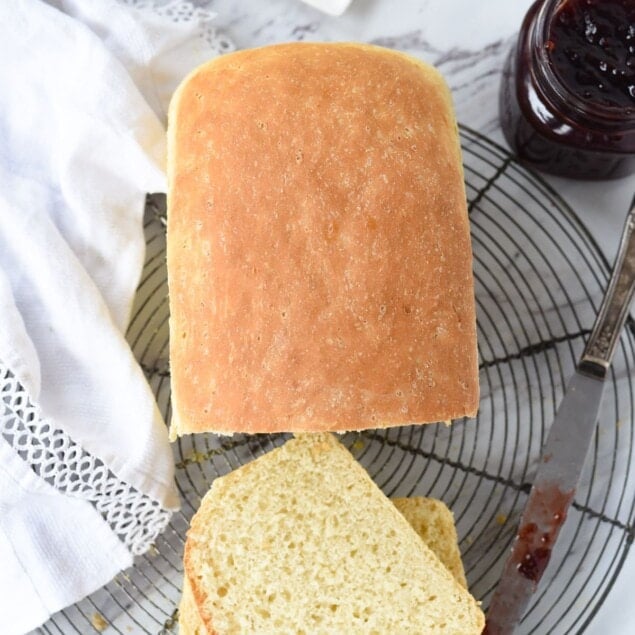 overhead shot of English Muffin Bread