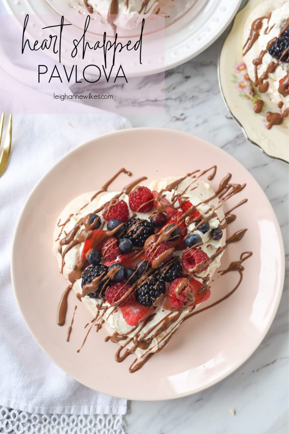 overhead shot of pavlova on a plate