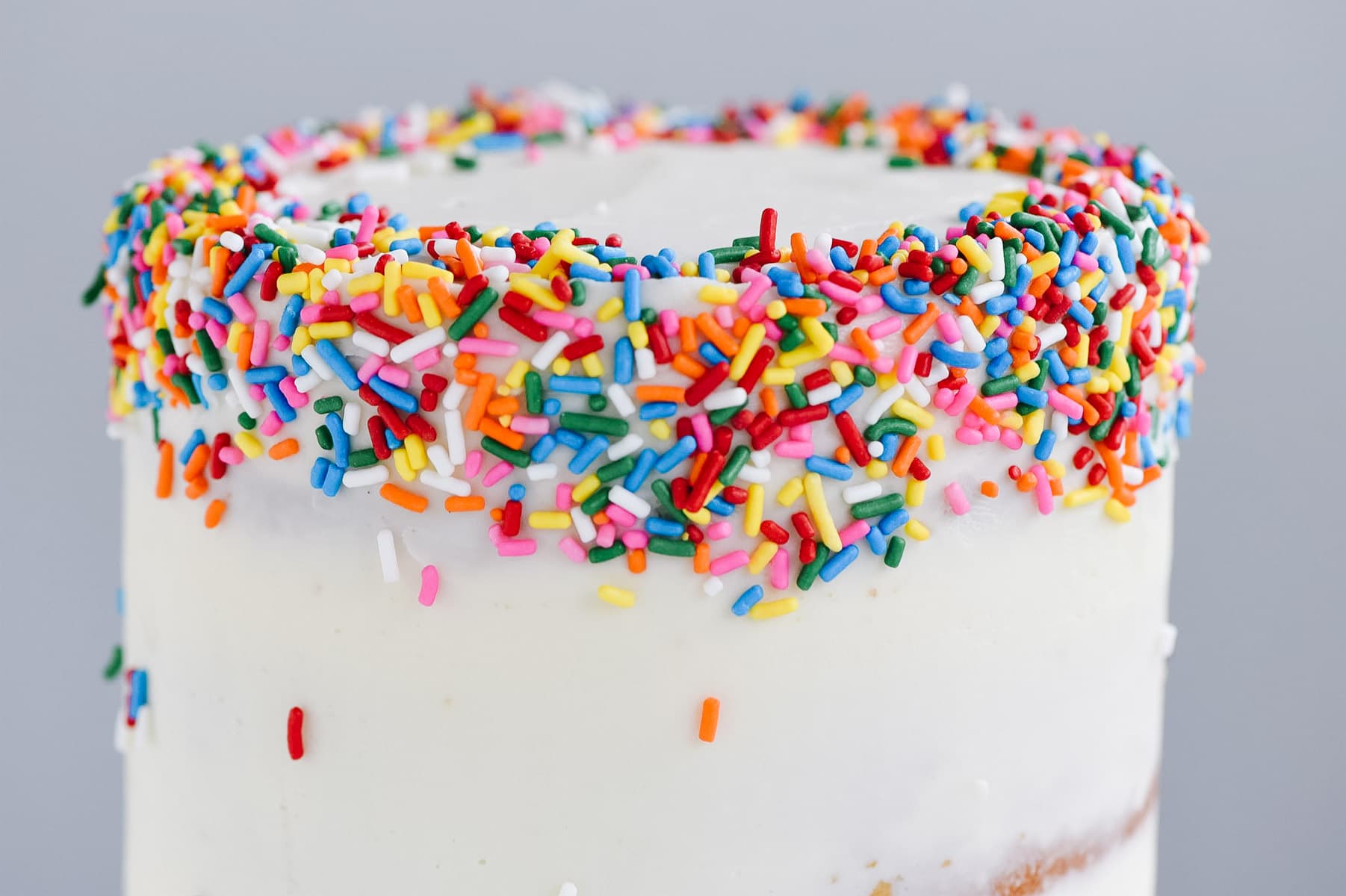 sprinkles on a layer cake