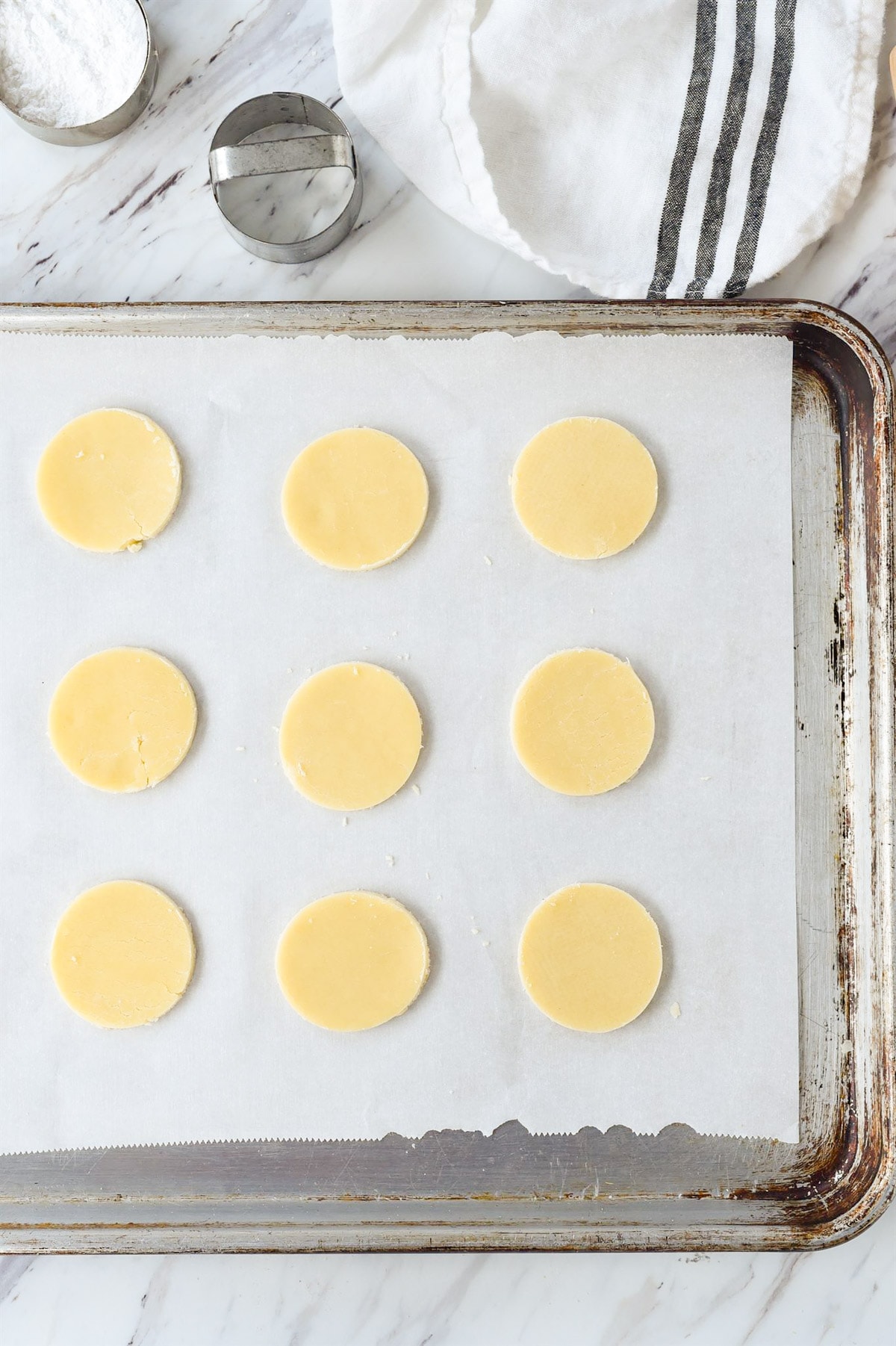 cookie dough on a baking sheet