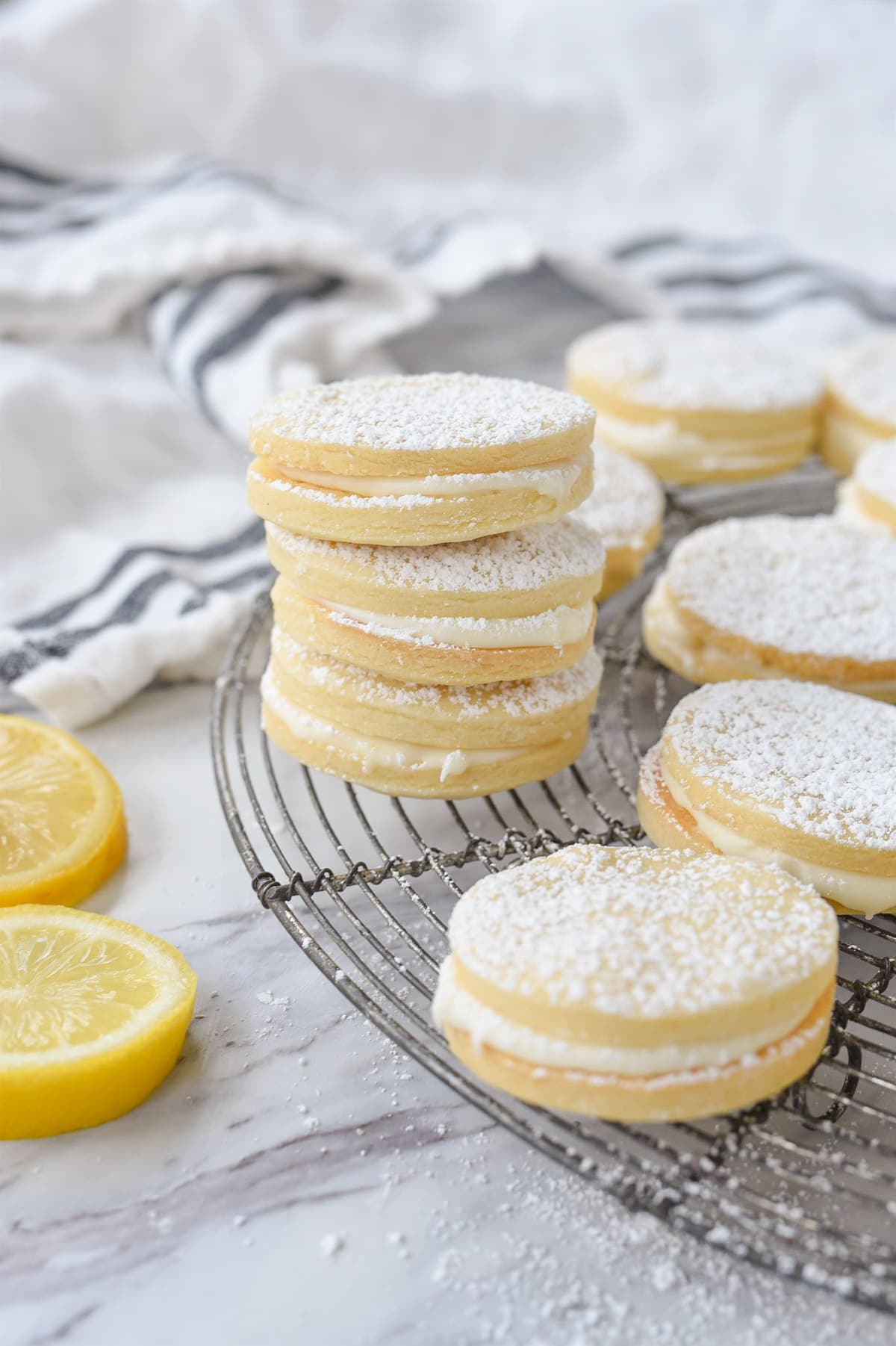 stack of lemon sandwich cookies