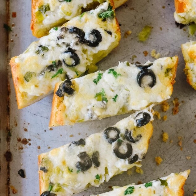 SLICES OF OLIVE CHEESE BREAD