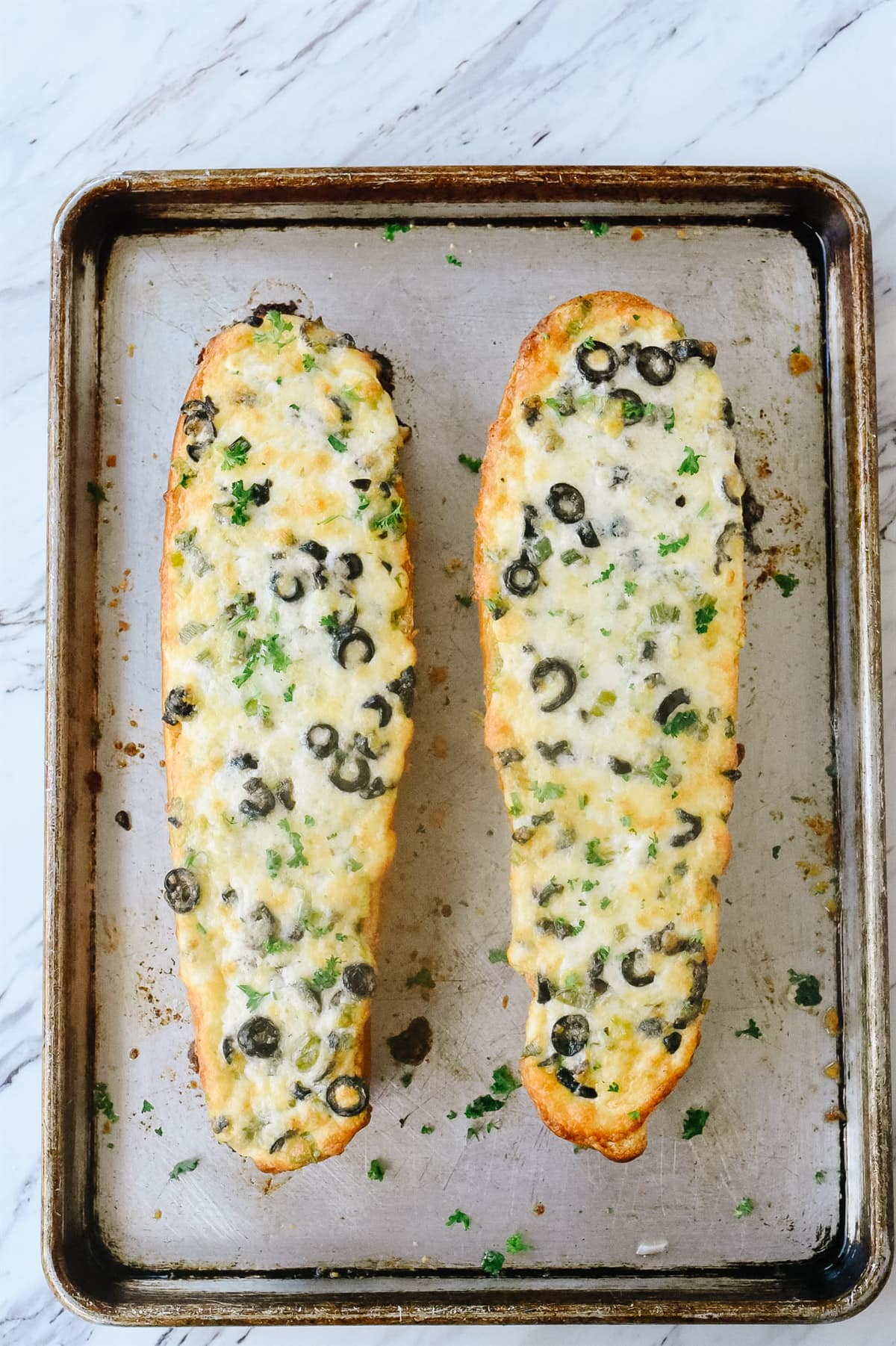 Baked olive cheese bread