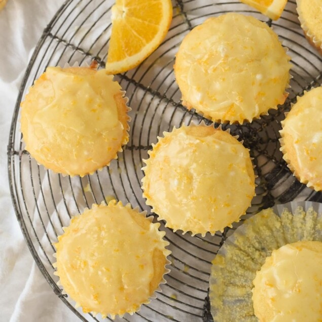 OVERHEAD SHOT OF ORANGE MUFFINS