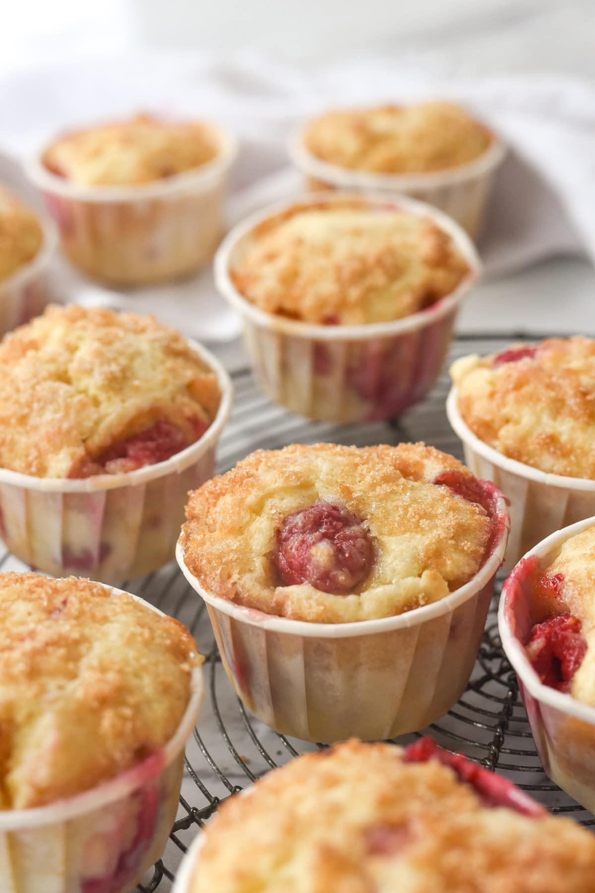 raspberry muffins cooling