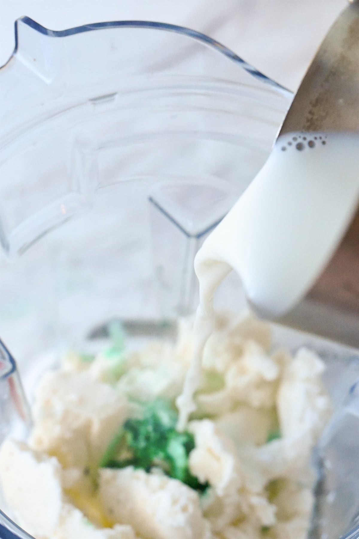 ice cream in blender for a shamrock shake