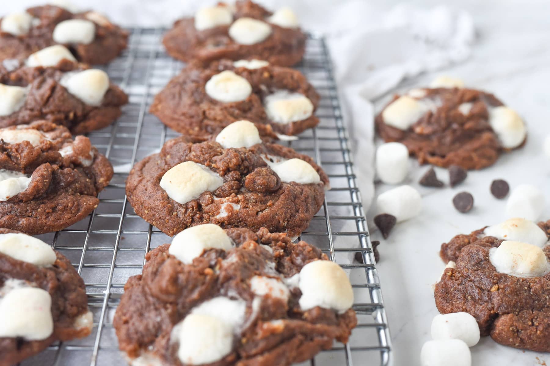 s'mores cookies on a rack