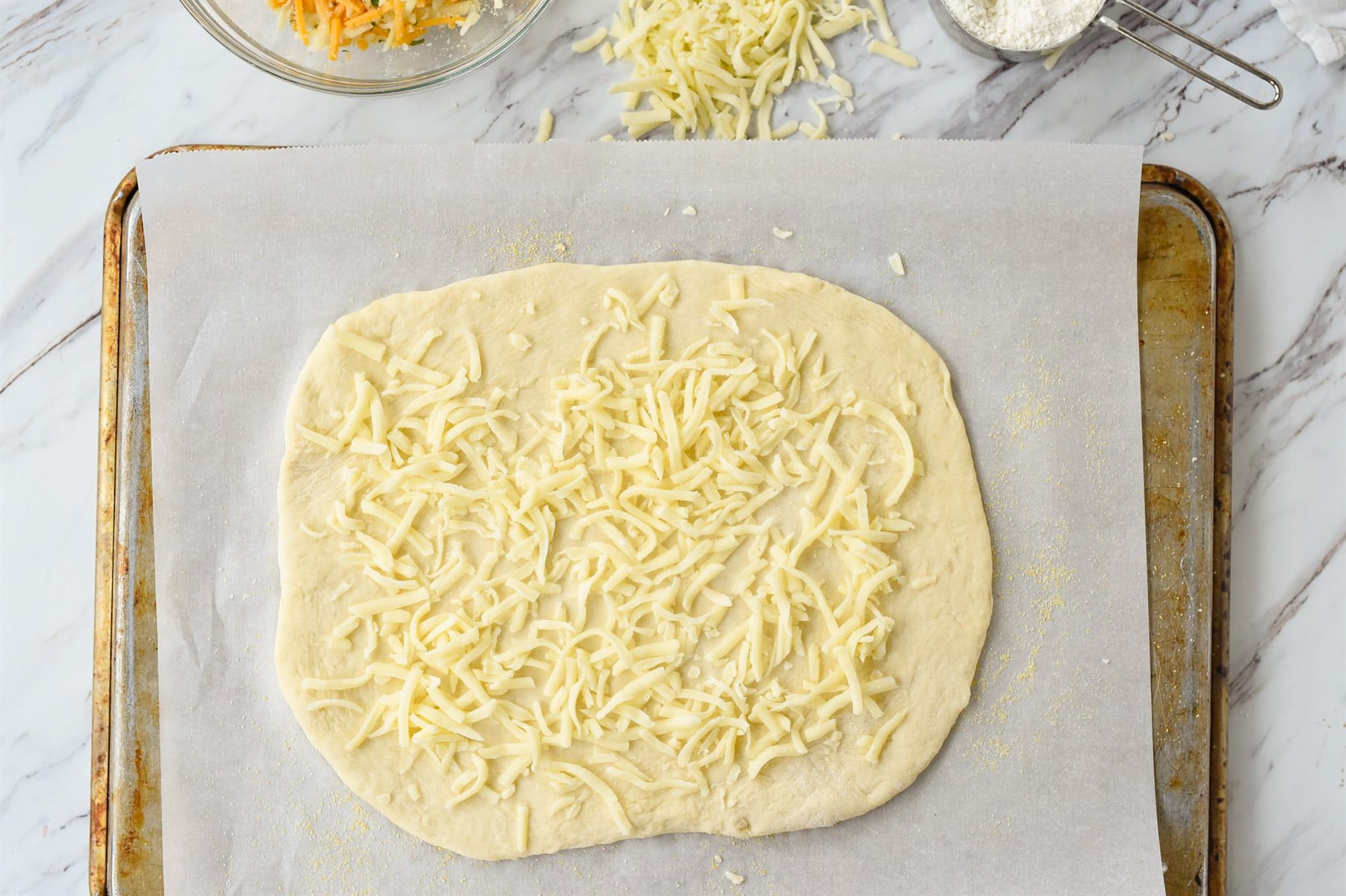 dough with cheese on top