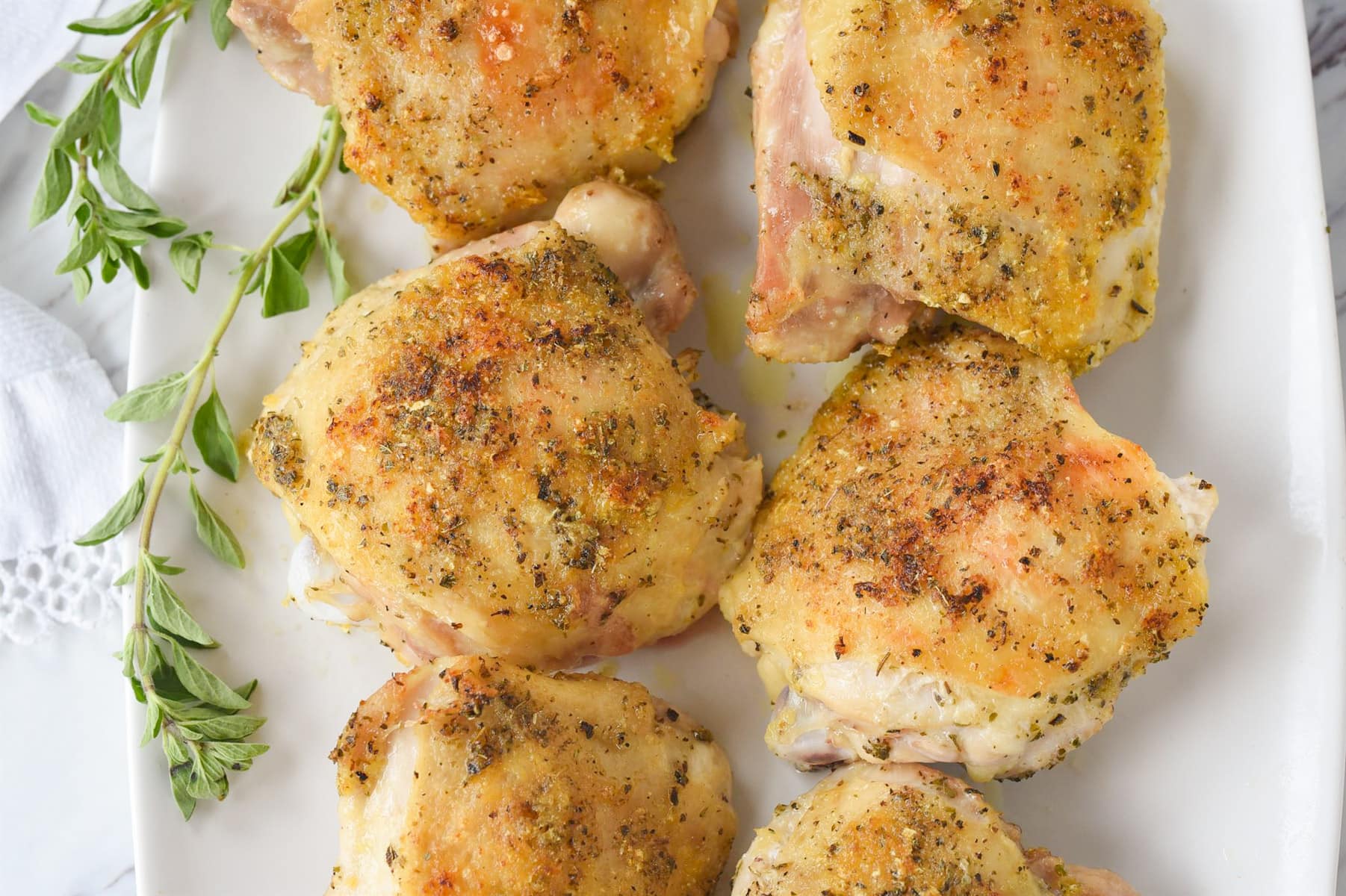 closeup shot of oregano chicken