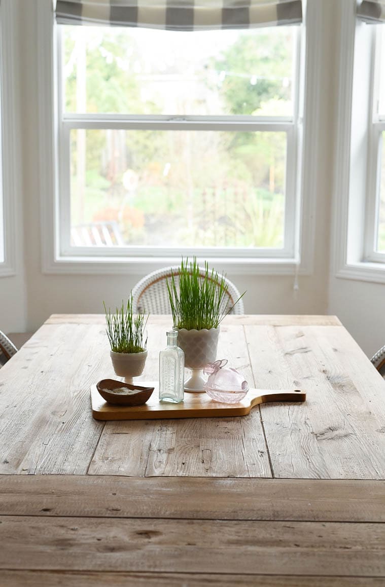 easter grass on table