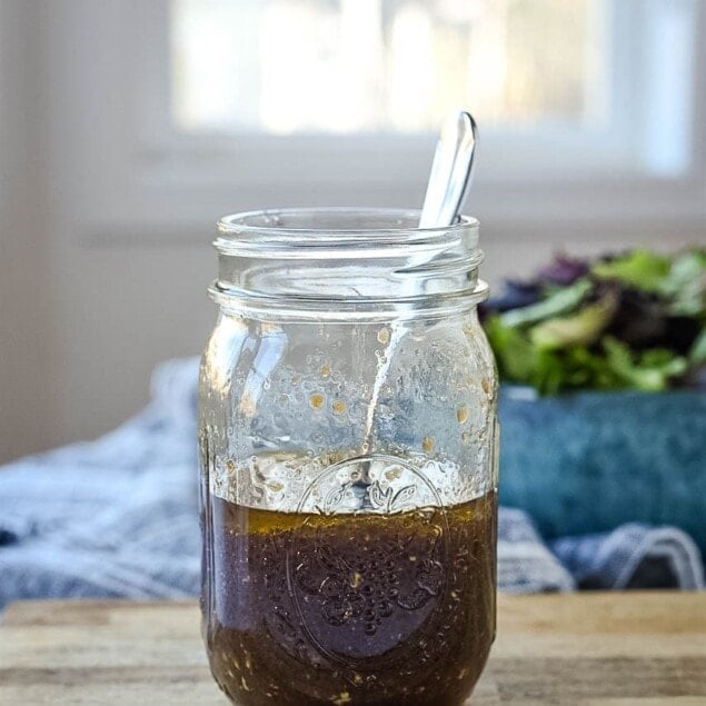 balsamic dressing in a canning jar
