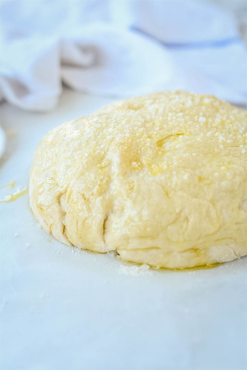 bread dough on counter.