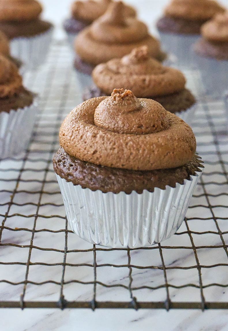 nutella cupcake on cooling rack