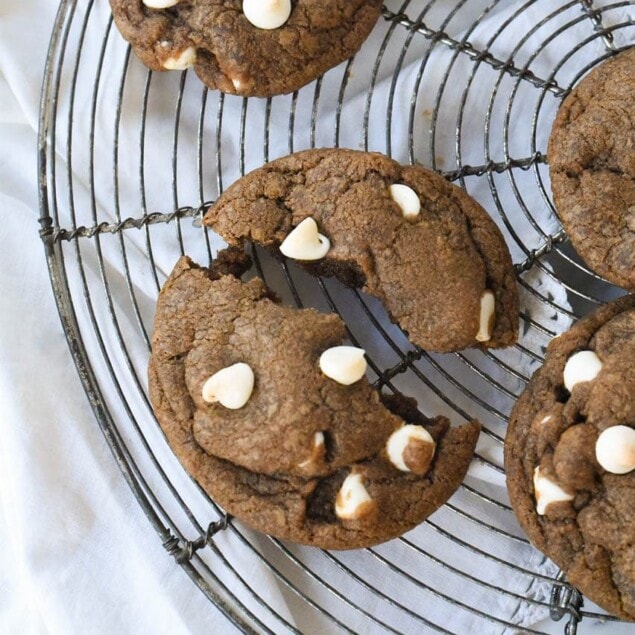 broken cookie on a cooling rack