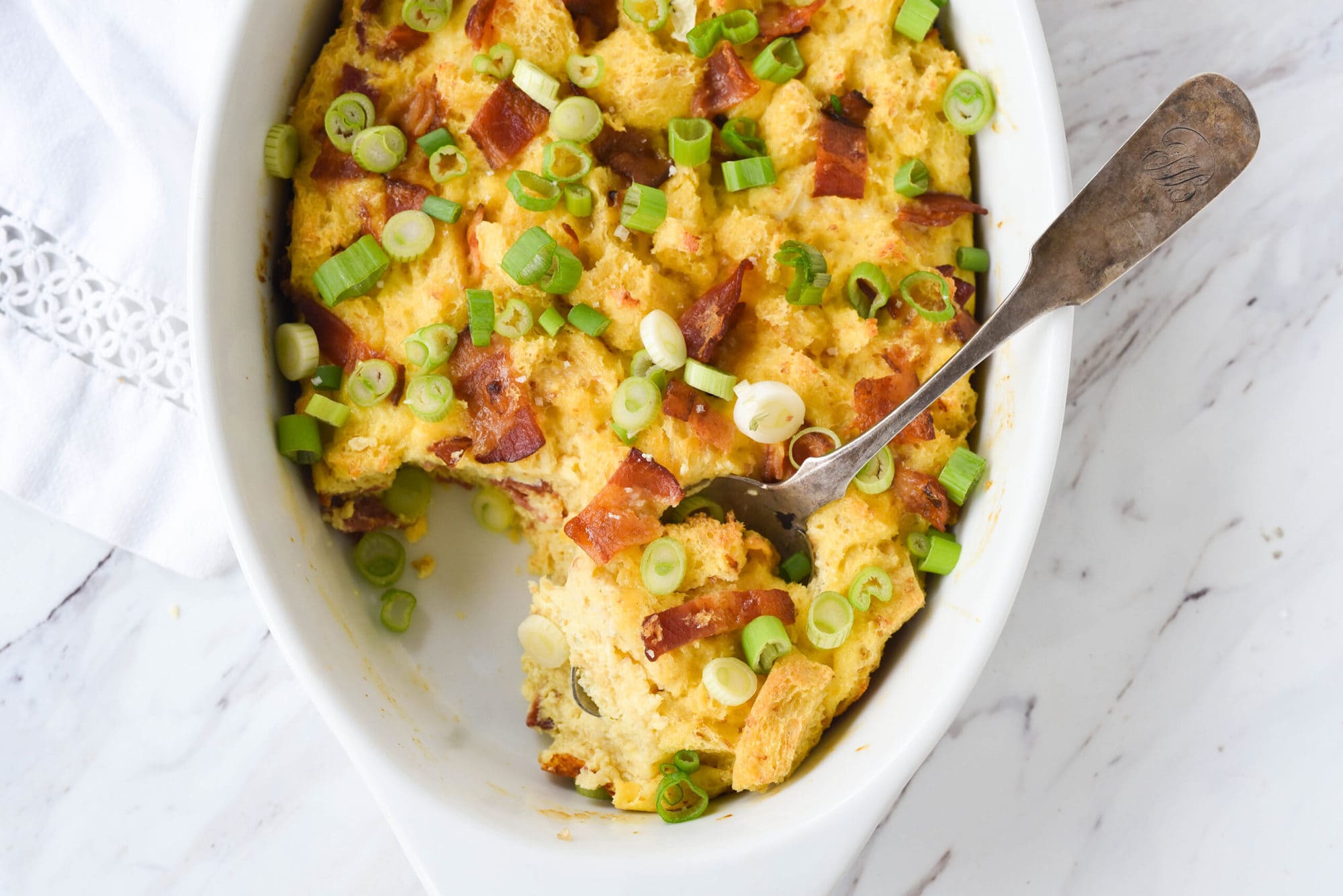 overhead shot of bacon casserole