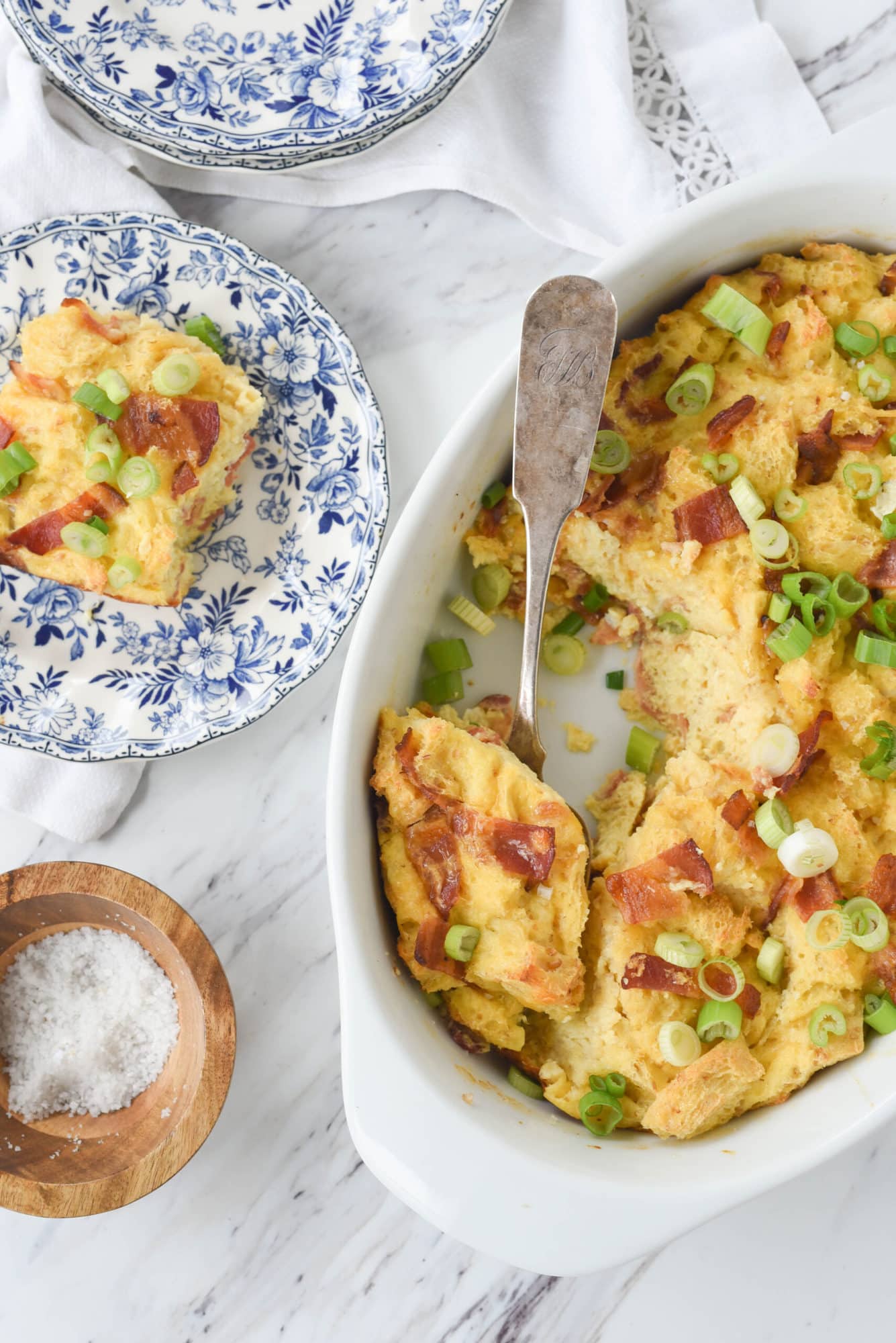 overhead shot of bacon casserole