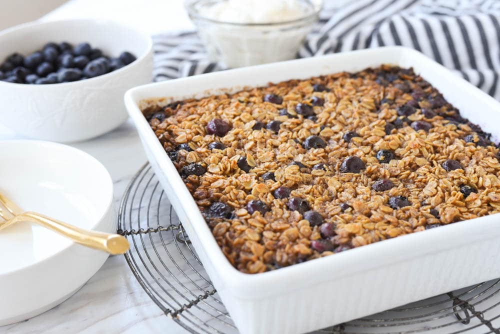 baked oatmeal in a white dish