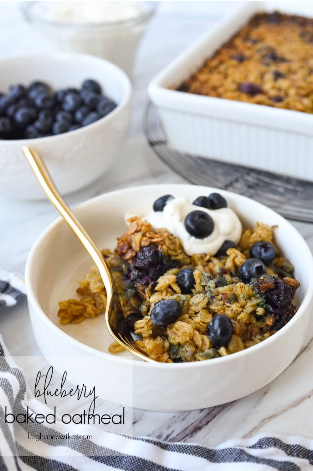 bowl of baked blueberry oatmeal