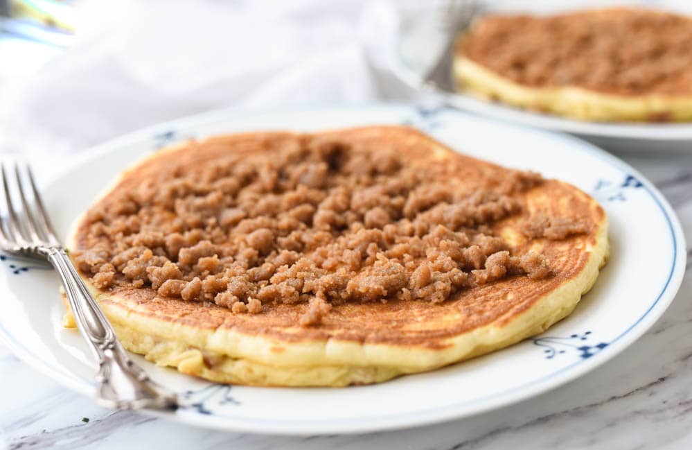 two large streusel pancakes