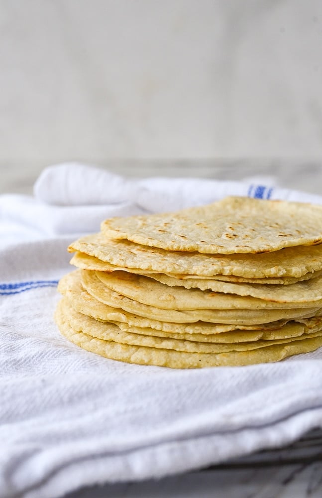 corn tortillas on a towel