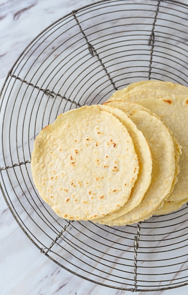 overhead shot of corn tortillas