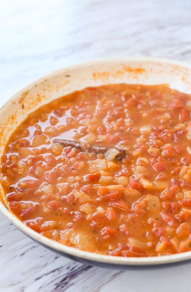 tomato mixture in pan