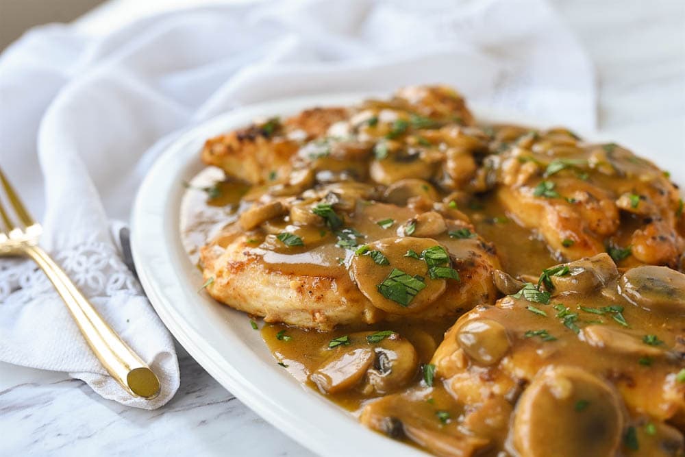 plate of chicken marsala