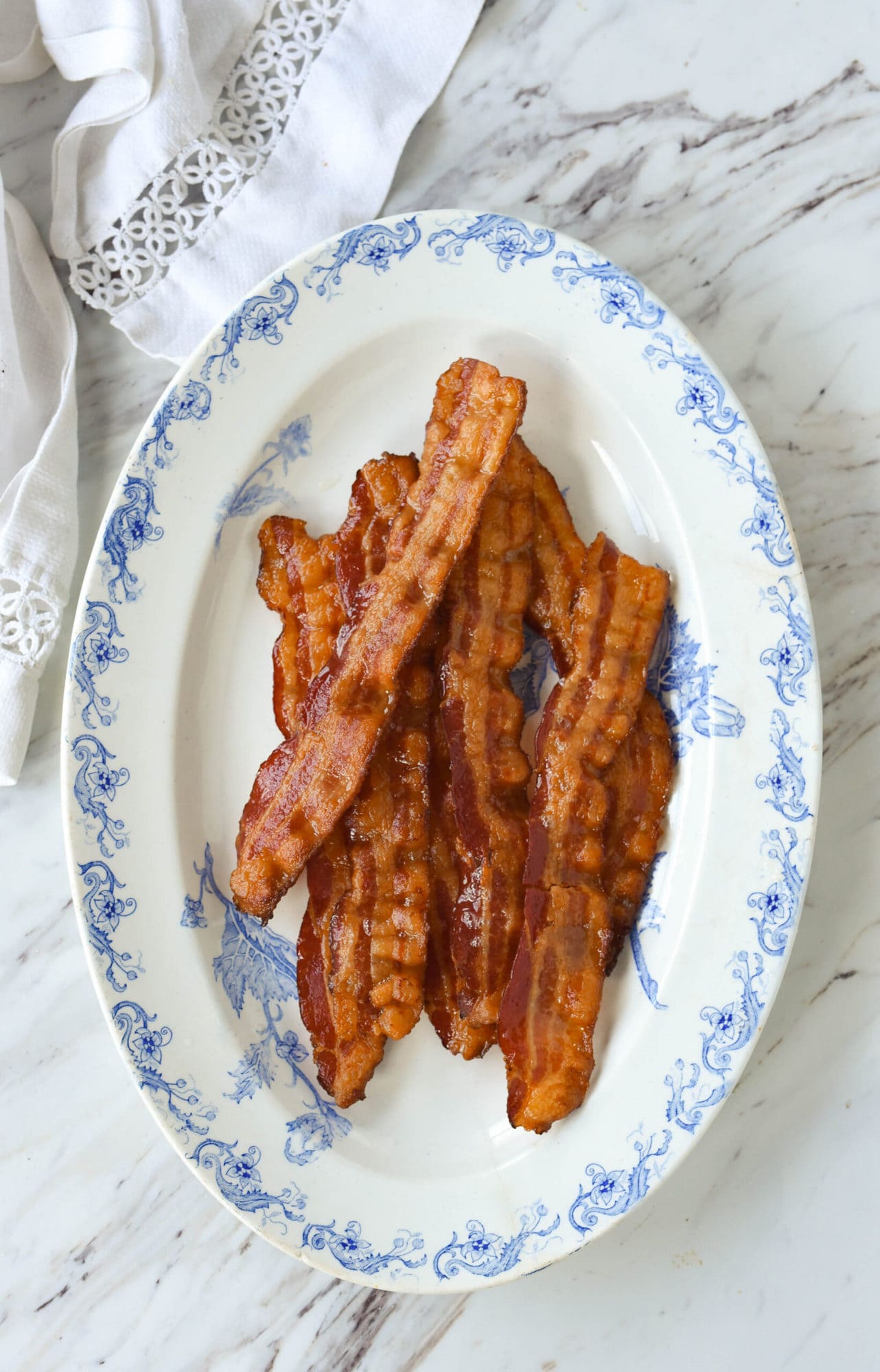 bacon in the oven bacon on a plate