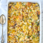 pan of loaded scalloped potatoes