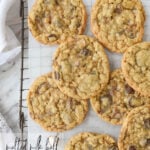 overhead shot of cookies on a cooling rack