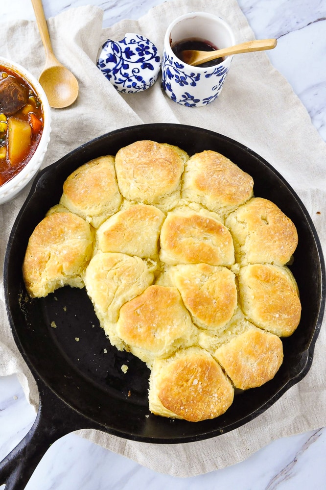 Angel Biscuits in a cast iron pan