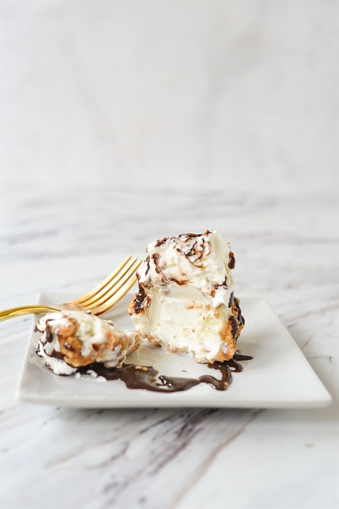 fork full of easy fried ice cream