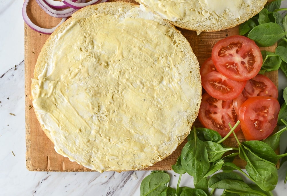 condiments spread on focaccia bread